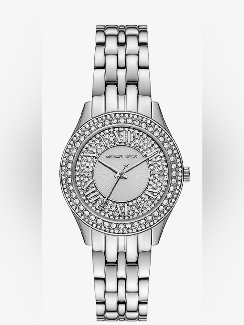 Michael Kors Silver Crystal Pavé Bracelet Chronograph Watch